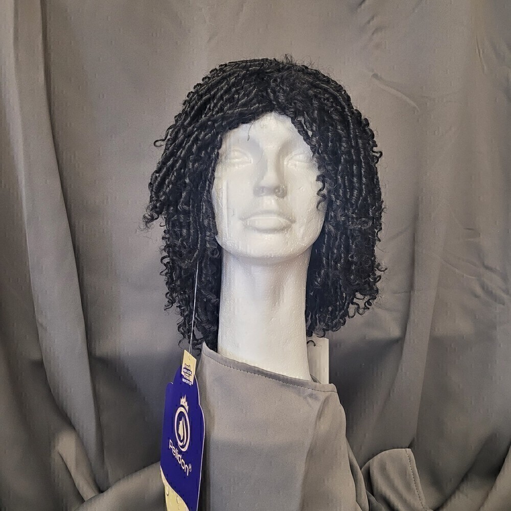 PELIDON Synthetic Fiber Curly 6 inch Dreadlock Wig, Black in Color, Adjustable.